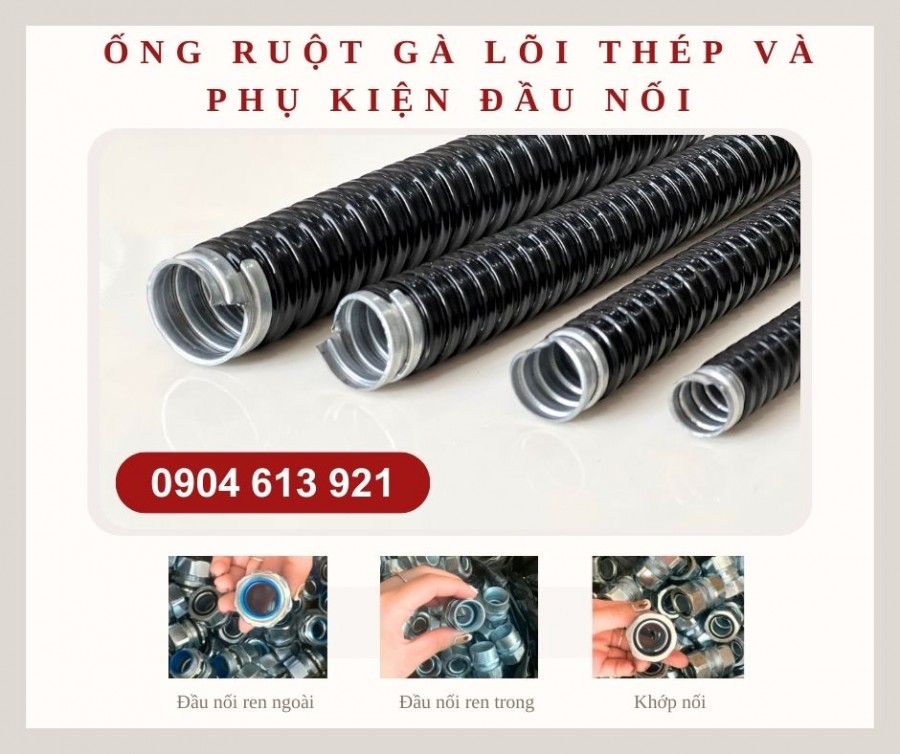 Ống ruột gà lõi thép/ ống kẽm đàn hồi D16/D20/D32/D40-image-2