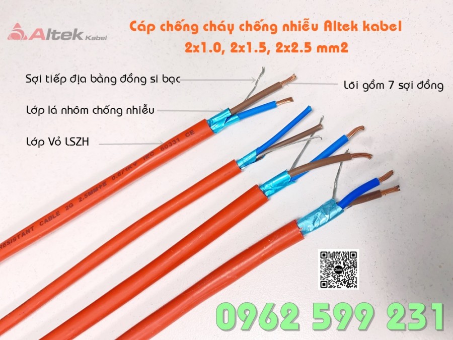 Cáp chống cháy chống nhiễu/ Cáp điện 2x1.0, 2x1.5, 2x2.5 mm2-image-5