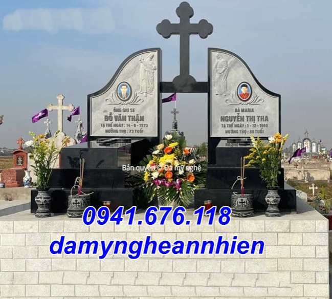 Hà Nội Mẫu mộ đá nguyên khối công giáo đẹp bán tại Hà Nội - Mộ đạo thiên chúa-image-5