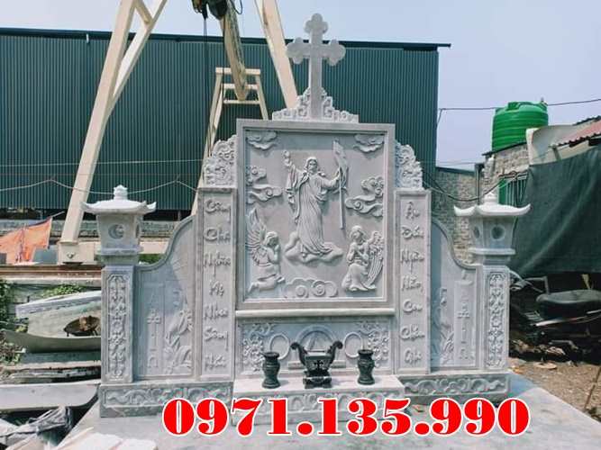 Bắc Giang Mẫu mộ đá nguyên khối công giáo đẹp bán tại Bắc Giang - Mộ đạo-image-3