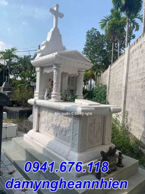 Hà Nội Mẫu mộ đá nguyên khối công giáo đẹp bán tại Hà Nội - Mộ đạo thiên chúa-image-2